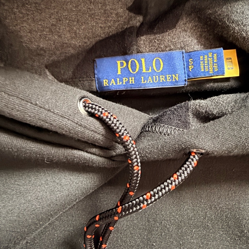 Ralph Lauren Black Hoodie with Orange Polo 67 Logo Camo - Picture 2 of 5
